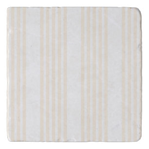 Beige and white five stripe pattern trivet