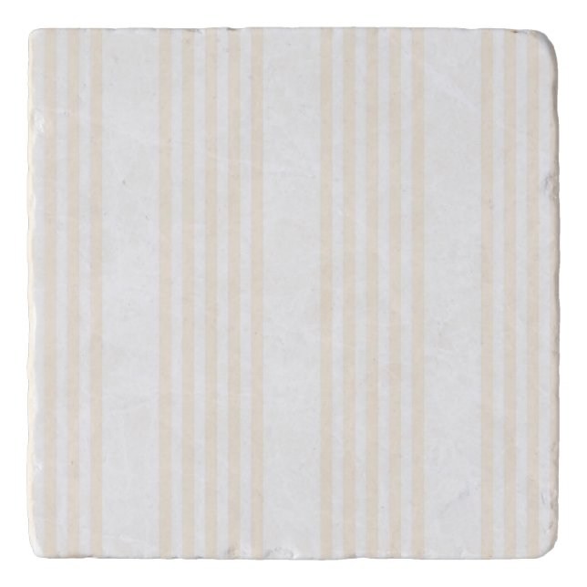 Beige and white five stripe pattern trivet (Front)
