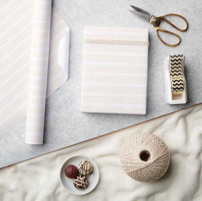 Beige and white five stripe pattern wrapping paper (Crafts)