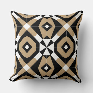 Beige and White Geometric Diamond Throw Pillow