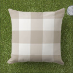 Beige and White Gingham Plaid Farmhouse Pattern Outdoor Pillow<br><div class="desc">Pillow design features a casual gingham plaid / check pattern that is perfect for summertime! Note,  you can customize the neutral beige / taupe background color to coordinate with your outdoor decor.</div>