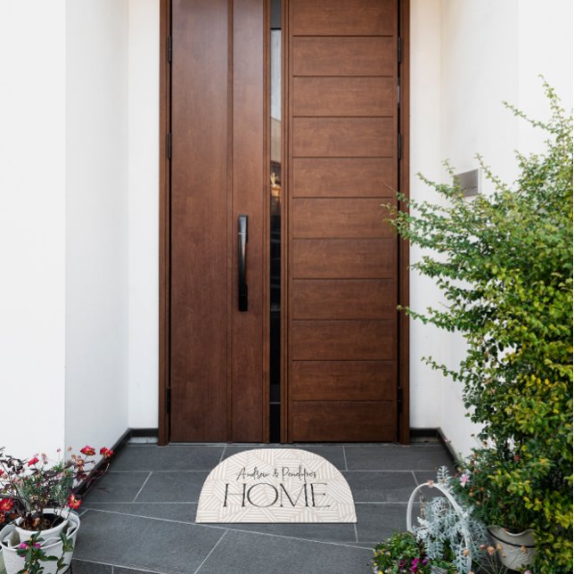 Beige and white modern geometric minimal home doormat (Creator Uploaded)