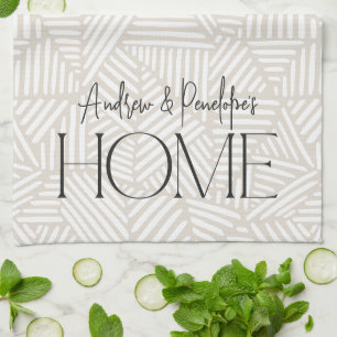 Beige and white modern geometric minimal home kitchen towel