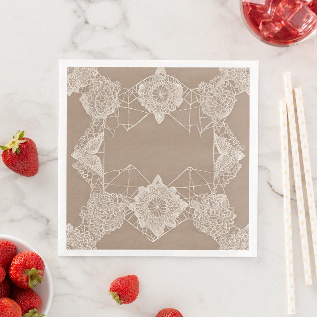 Beige and white patterns AI art  Paper Dinner Napkins (Insitu)