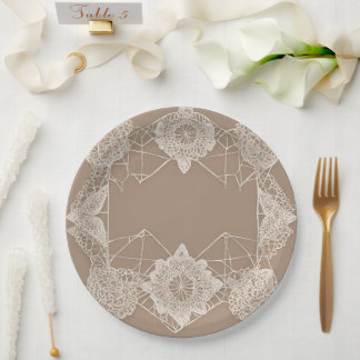 Beige and white patterns AI art  Paper Plates