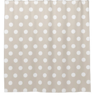 Beige and White Polka Dot pattern Shower Curtain