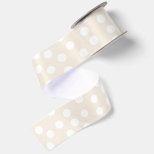 Beige and White Polka Dots Elegant Retro Satin Ribbon
