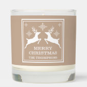 Beige And White Reindeers And Snowflakes Christmas Scented Candle (Front)