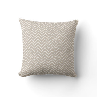 Beige And White Squiggly Chevron Zigzag Pattern Throw Pillow