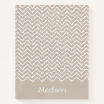 Beige And White Squiggly Chevron Zigzag With Name