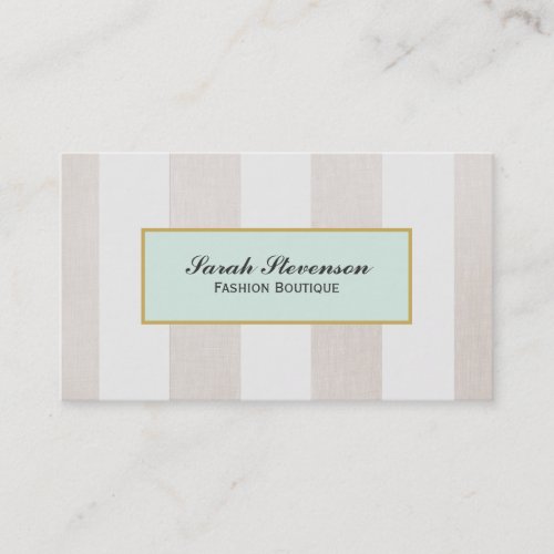 Beige and White Stripes Boutique Business Card