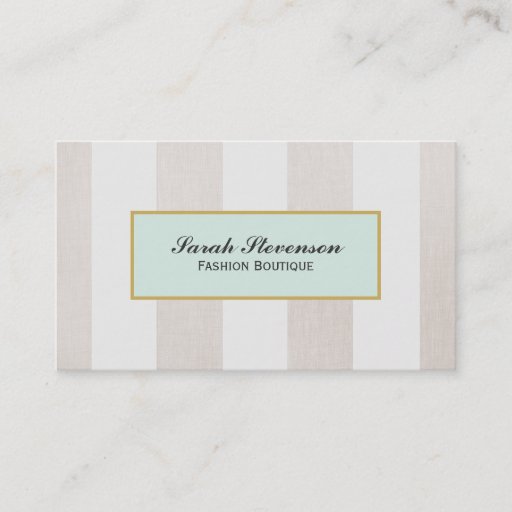 Customizable Beige and White Stripes Boutique Business Card