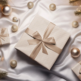 Beige and White Stripes Pattern Wrapping Paper