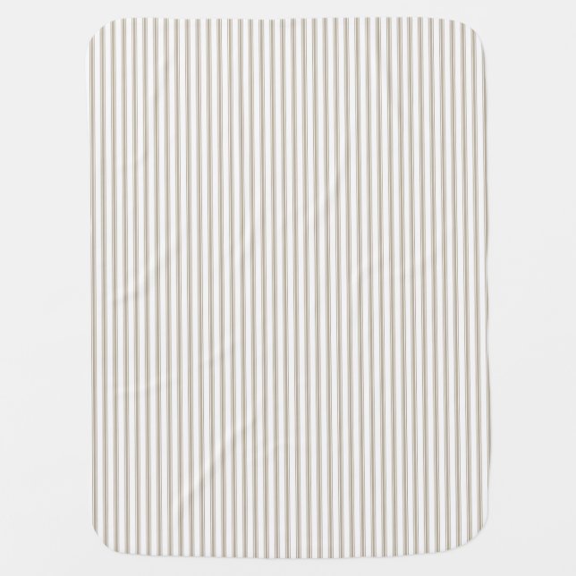 Beige and White Ticking Stripe  Baby Blanket (Front)