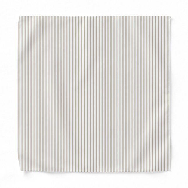 Beige and White Ticking Stripe  Bandana (Front)