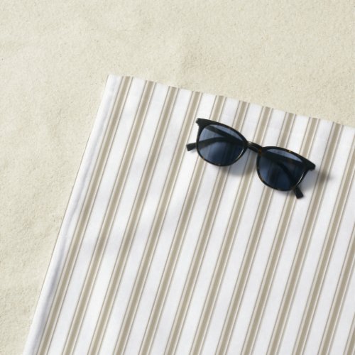 Beige and White Ticking Stripe  Beach Towel