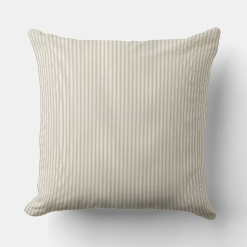 Beige and White Ticking Stripe Cushion