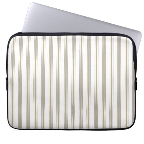 Beige and White Ticking Stripe  Laptop Sleeve