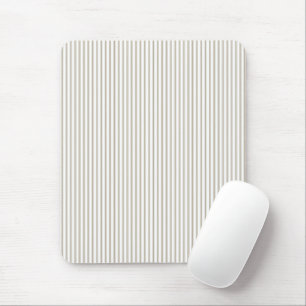 Beige and White Ticking Stripe Mouse Pad