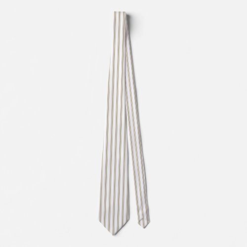 Beige and White Ticking Stripe  Neck Tie