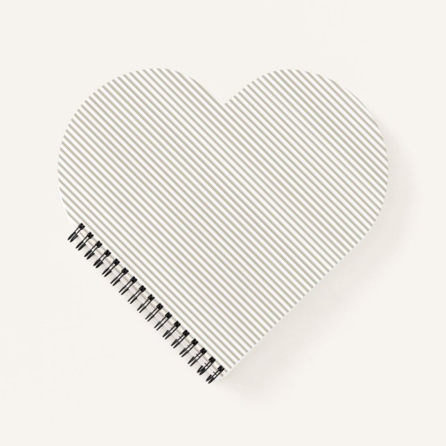 Beige and White Ticking Stripe  Notebook (Front)