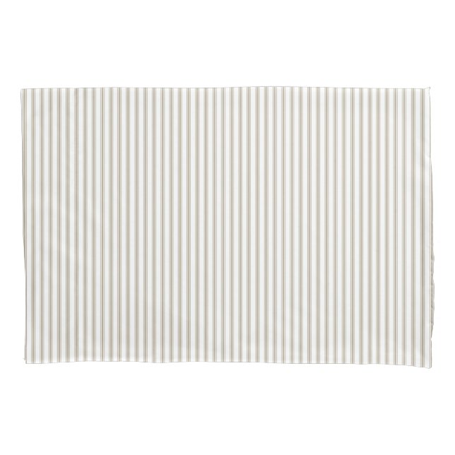 Beige and White Ticking Stripe  Pillow Case (Front)