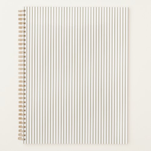 Beige and White Ticking Stripe  Planner