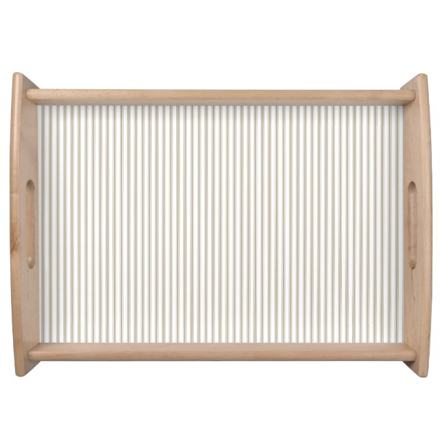 Beige and White Ticking Stripe  Serving Tray (Front)