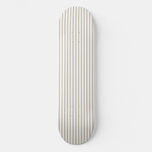 Beige and White Ticking Stripe  Skateboard