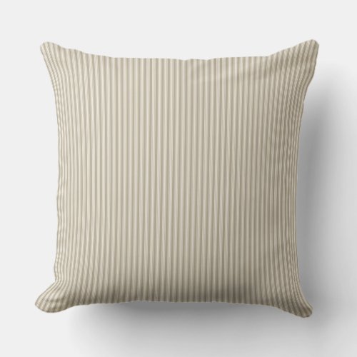 Beige and White Ticking Stripe  Throw Pillow