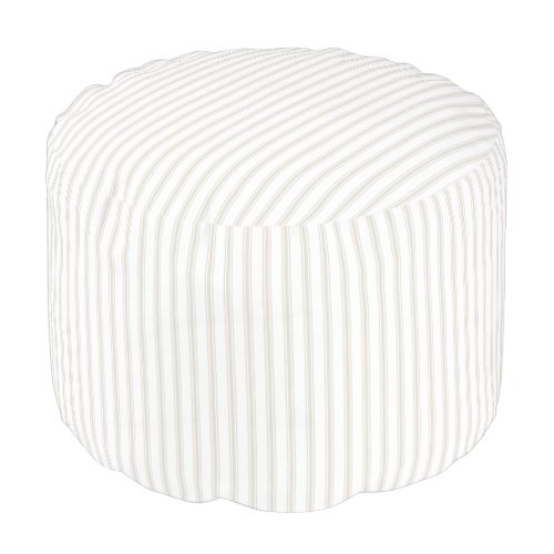 Beige and White Ticking Stripes  Farmhouse Decor Pouf