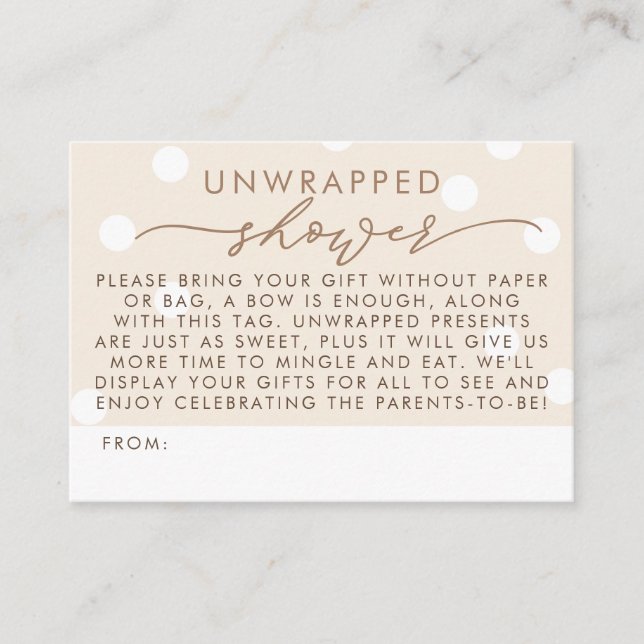 Beige and White Unwrapped Shower Enclosure Card (Front)