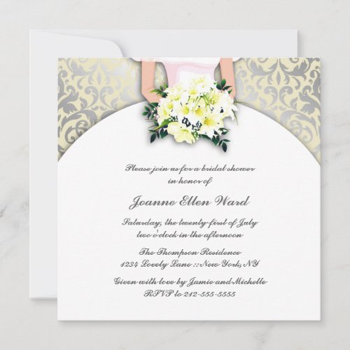 Beige and Yellow Bridal Shower Invitation
