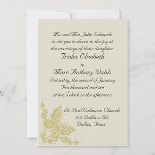 Beige and Yellow Wedding Invitation
