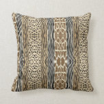 Beige Animal Embossed Printed Zebra Stripe Pillow
