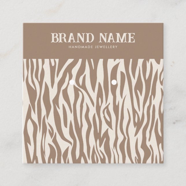 Beige Animal Striped Modern Earrings Display Card (Front)