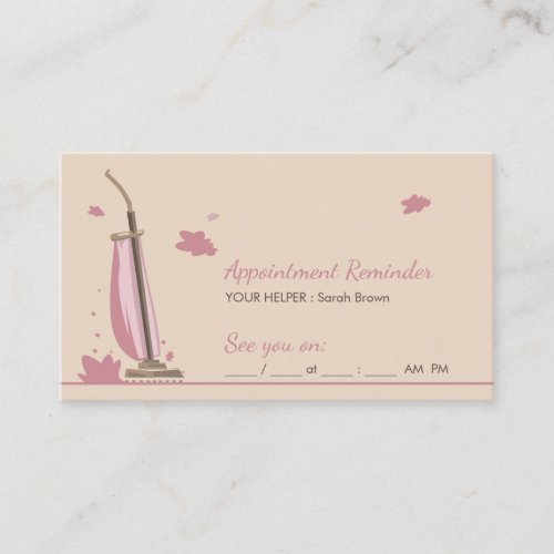 Beige Appointment Reminder House Cleaning Business Card