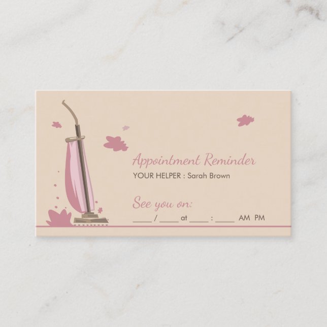 Beige Appointment Reminder House Cleaning Business Card (Front)