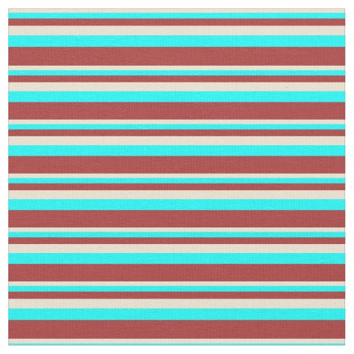Beige, Aqua, and Brown Colored Lines Fabric