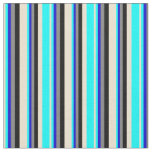[ Thumbnail: Beige, Aqua, Blue, Gray, and Black Colored Lines Fabric ]