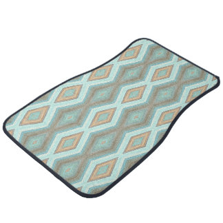 Beige Aqua Turquoise Mint Green Squares Art Car Floor Mat