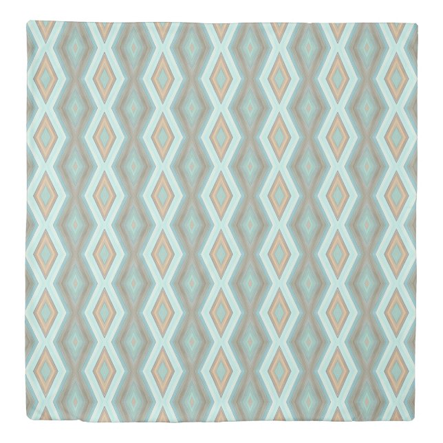 Beige Aqua Turquoise Mint Green Squares Art Duvet Cover (Front)