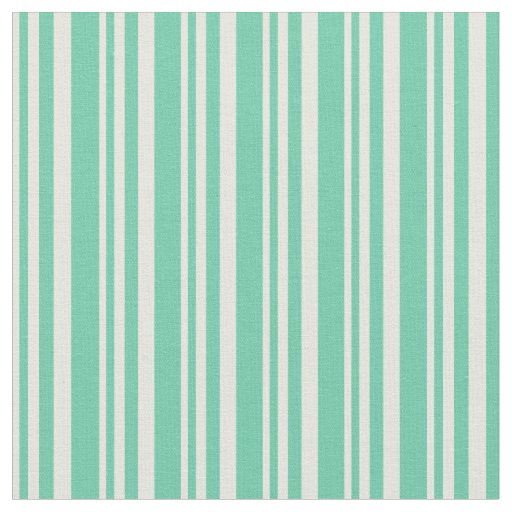 Beige & Aquamarine Lined Pattern Fabric