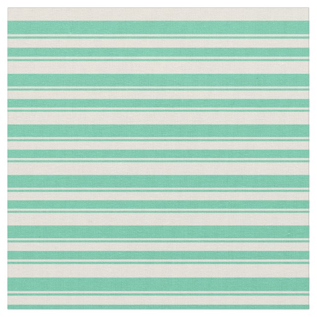 Beige & Aquamarine Lines/Stripes Pattern Fabric (Close Up)