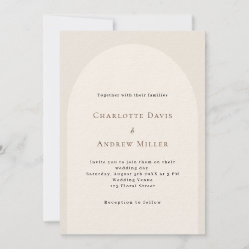 Beige arch elegant luxury wedding invitation