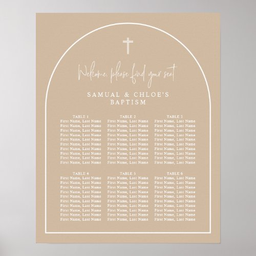 Beige Arch Minimal Joint Christening Seating Chart