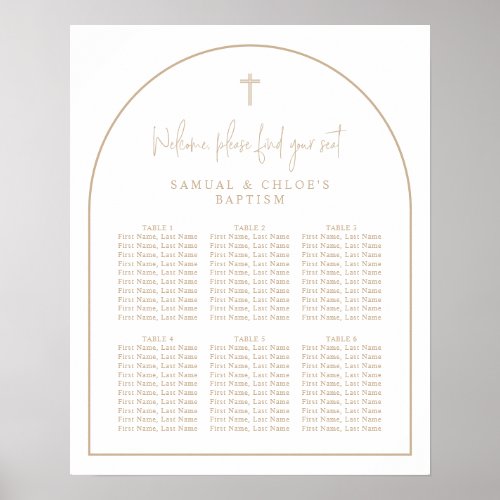 Beige Arch Minimal Joint Christening Seating Chart