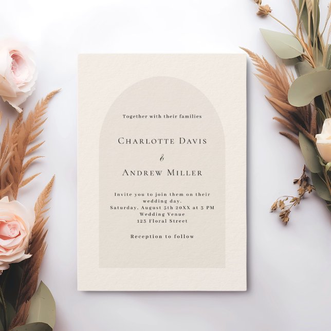 Beige arch simple elegant luxury wedding invitation (Creator Uploaded)
