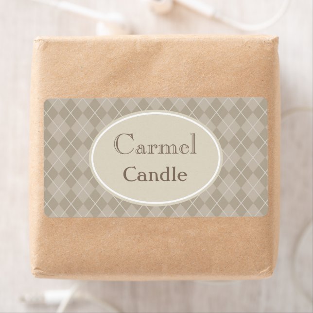 Beige Argyle Custom Labels (Insitu)