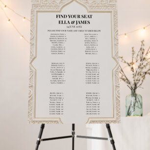 Beige Art Deco Seating Chart Sign